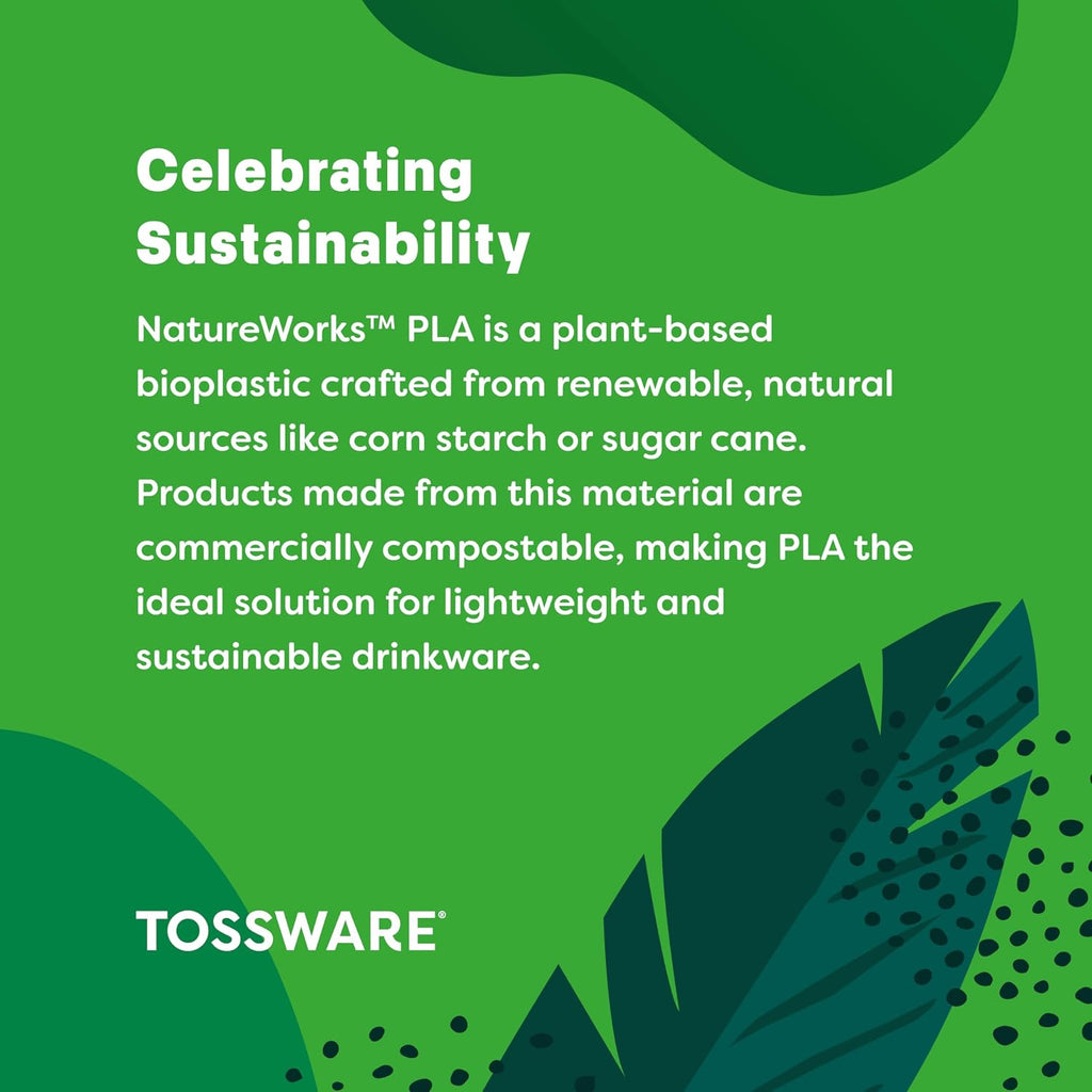 NATURAL Arc - Plant Based Cups 12 oz - Plastic Alternative Cups for Parties, Bachelorettes, Weddings - Recyclable Clear Cold Cups - Set of 1000, 12oz