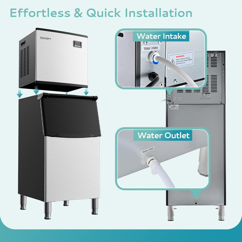 Commercial Ice Maker Machine 400Lbs/24H,ETL Approval, Industrial Ice Machine, 250Lbs Storage, Ice Ready in 11-20min, Stainless Steel Ice Maker for Bar/Cafe/Restaurant/Business