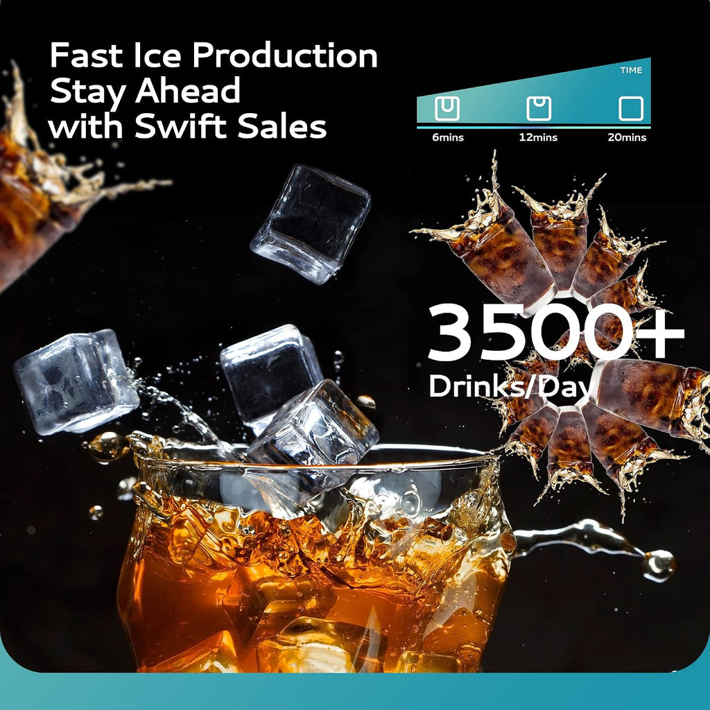 Commercial Ice Maker Machine 400Lbs/24H,ETL Approval, Industrial Ice Machine, 250Lbs Storage, Ice Ready in 11-20min, Stainless Steel Ice Maker for Bar/Cafe/Restaurant/Business